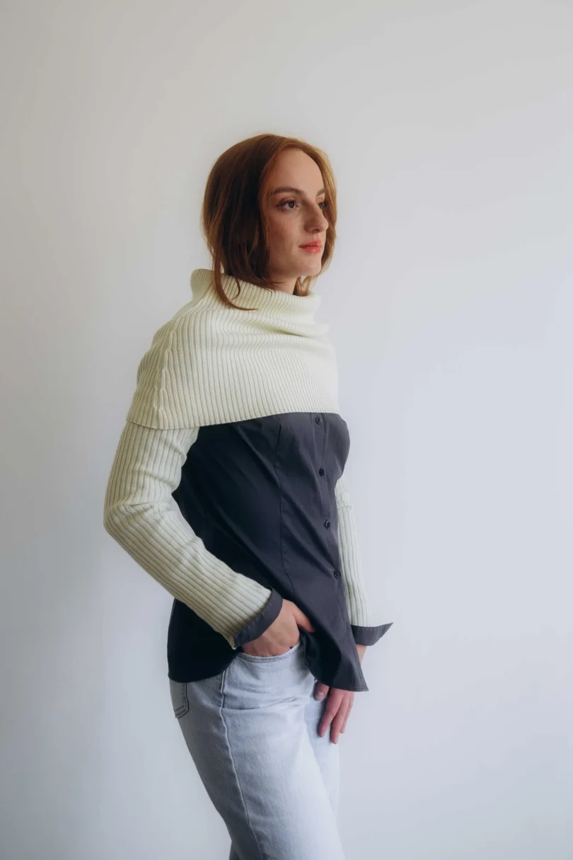 Dámske oblečenie dvojset RIGMOR krémovo-vanilkový – bočný pohľad